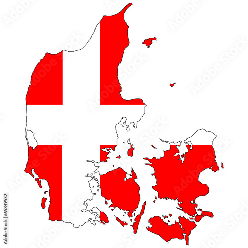 Vector map with the flag inside - Denmark.