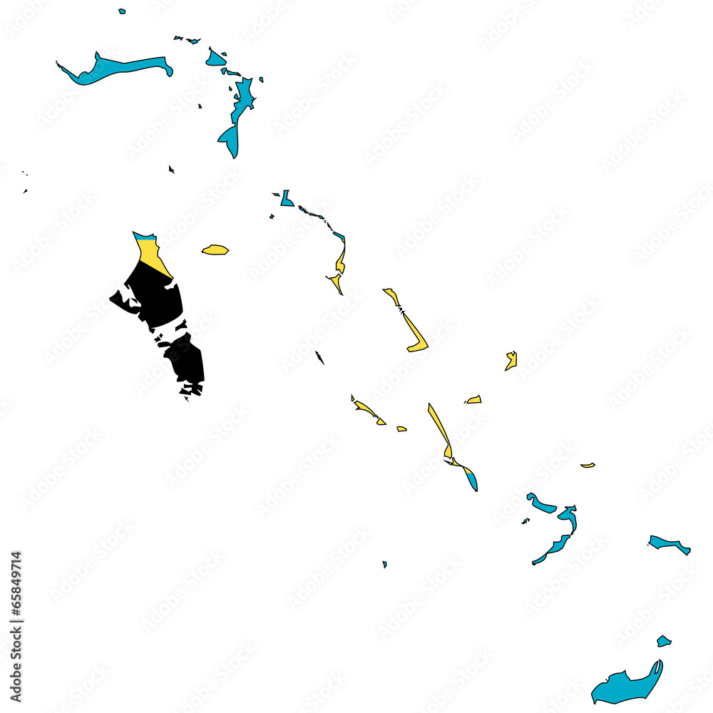 Obraz premium Vector map with the flag inside - Bahamas.