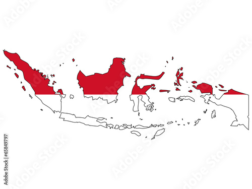 Vector map with the flag inside - Indonesia.
