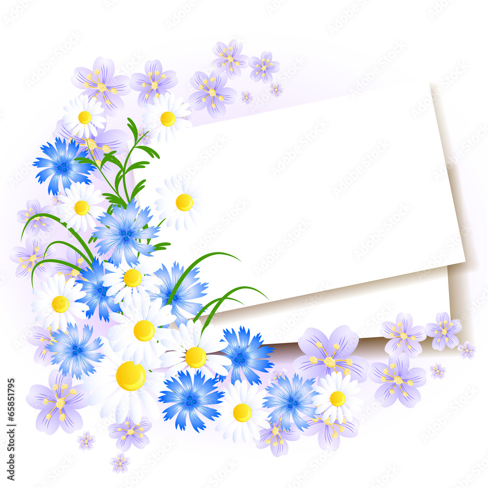 Fototapeta premium Background with paper and flowers