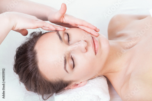 Lady during face massage