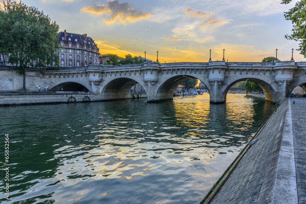 Pont Neuf at sunset in Paris, France