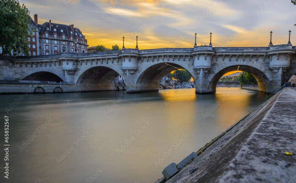 Pont Neuf at sunset in Paris, France