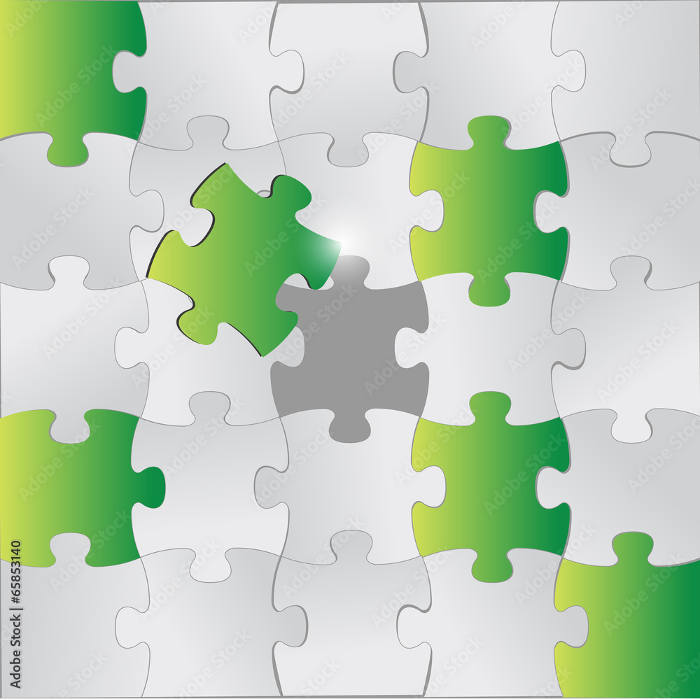 Fototapeta premium green and grey puzzle pieces illustration