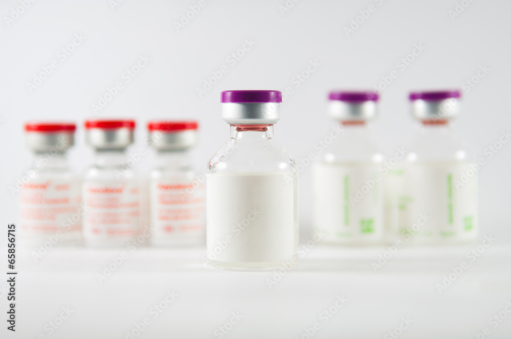 White medicine injection vials White medicine injection vials