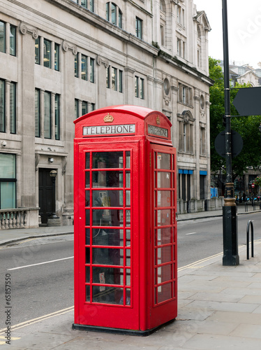 Traditional red phone booth in London  UK