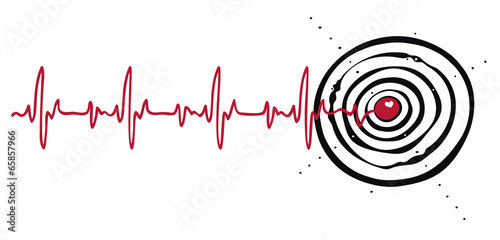 Cardiogram with a target in the heart photo