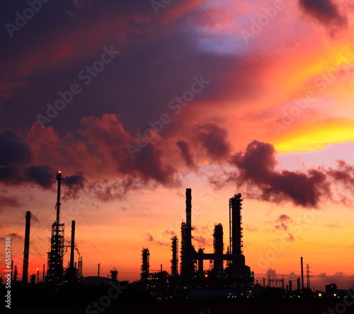 petrochemical oil refinery at sunrise, Thailand