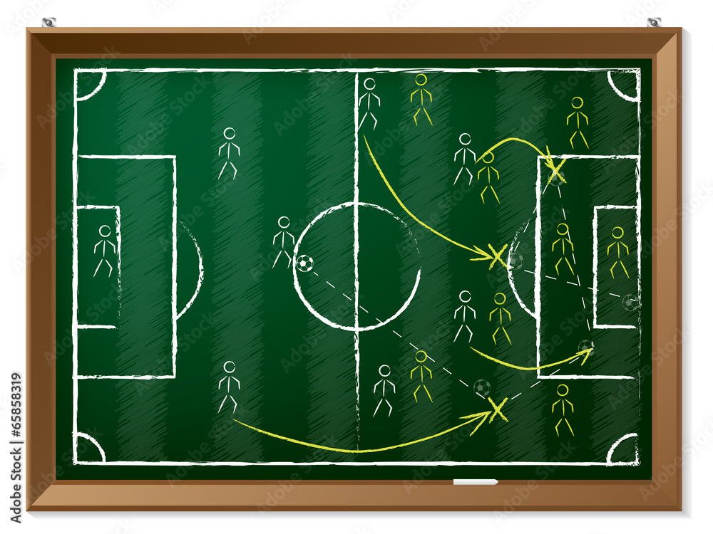 Fototapeta premium Soccer tactics drawn on blackboard
