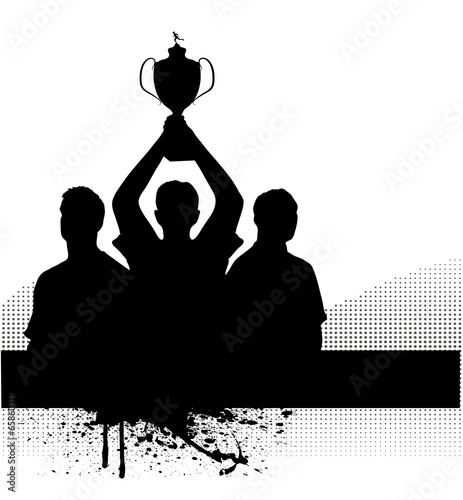 silhouettes of athletes with a cup