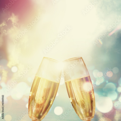 champagne with the sunset