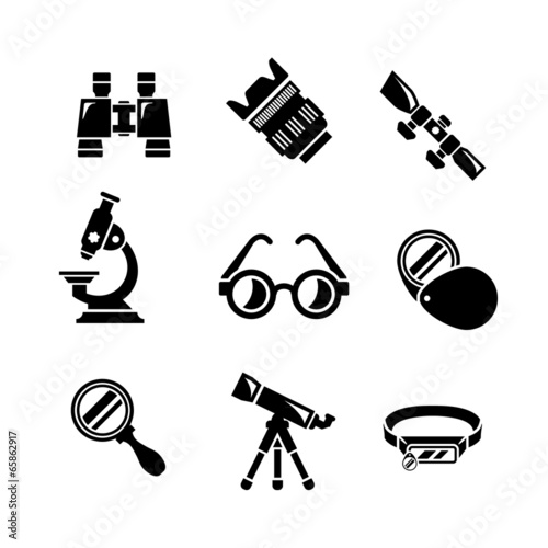 Set icons of optics equipment
