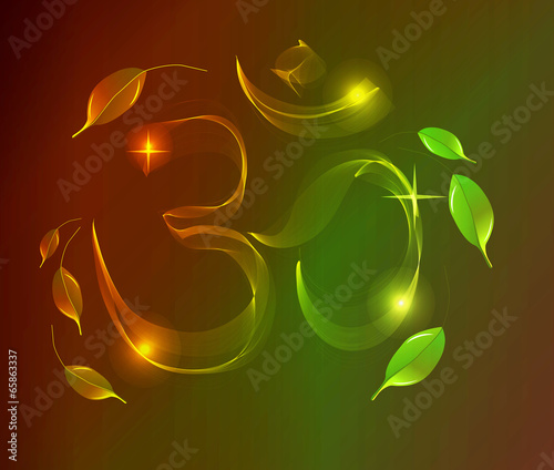 Abstract colorful OM sign over dark background