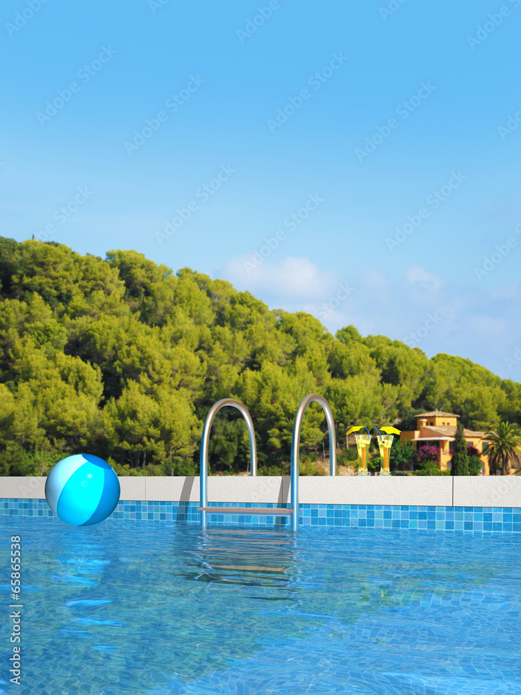 Naklejka premium Schwimming Pool in mediterraner Landschaft