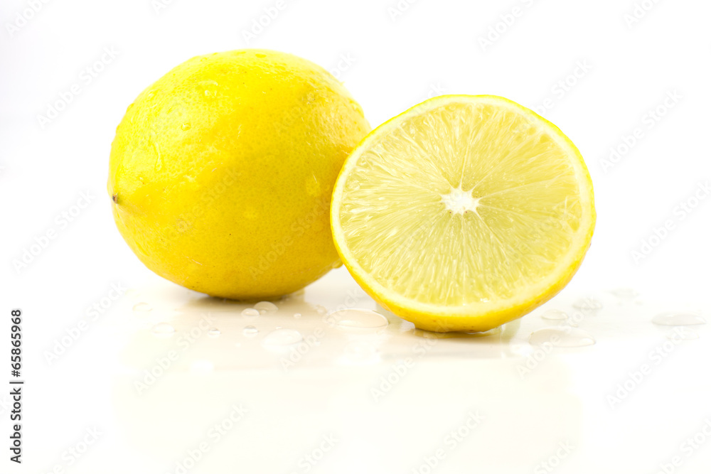 Fresh lemon, lime slice isolated on a white background Fresh lemon, lime slice isolated on a white background