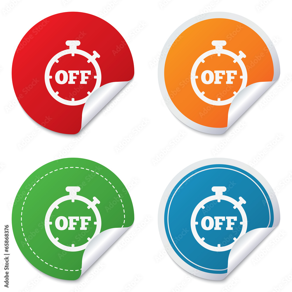 Timer off sign icon. Stopwatch symbol. Timer off sign icon. Stopwatch symbol.