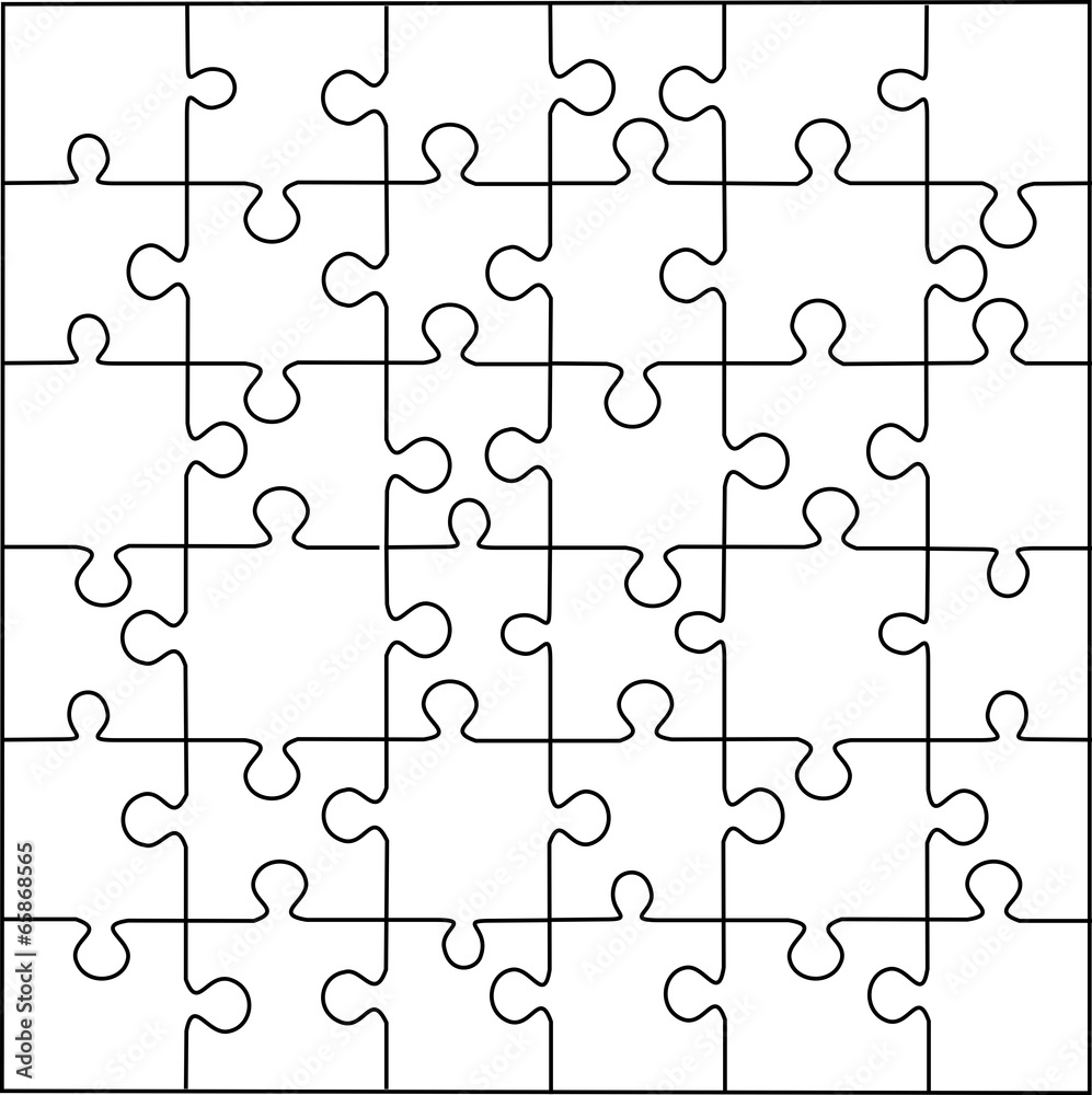 Puzzle template 36 peices vector Puzzle template 36 peices vector