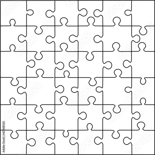 Puzzle template 36 peices vector
