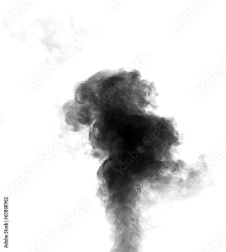 Black steam looking like smoke on white background © geografika