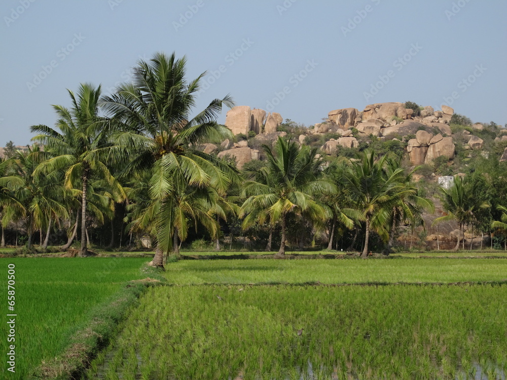 Idyllic landscape in Hampi, India Idyllic landscape in Hampi, India