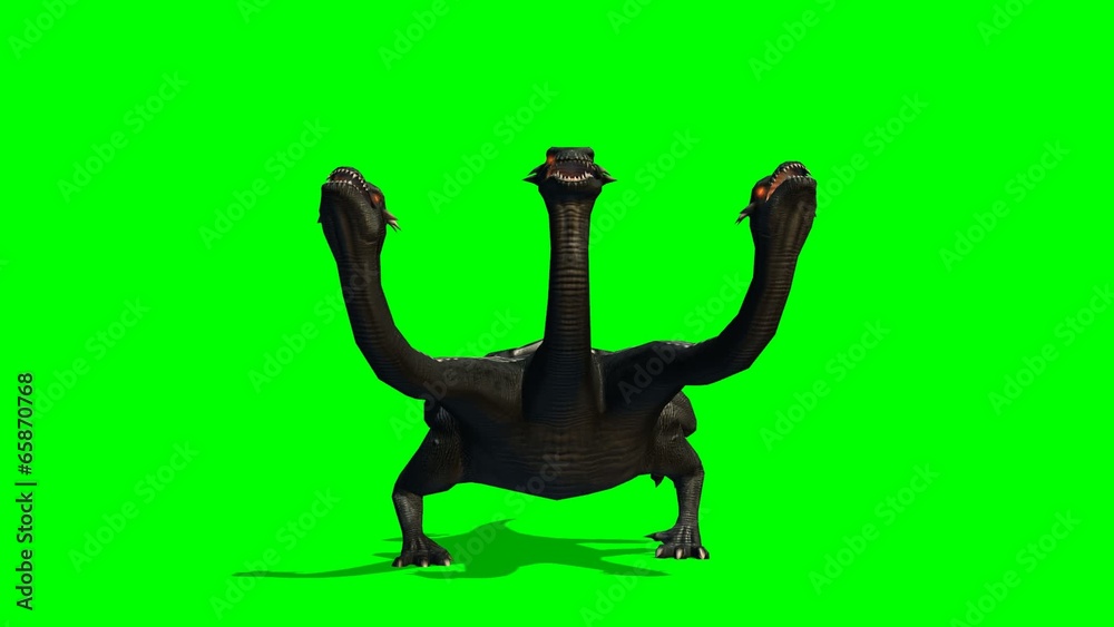 Hydra mystical water snake runs - green screen