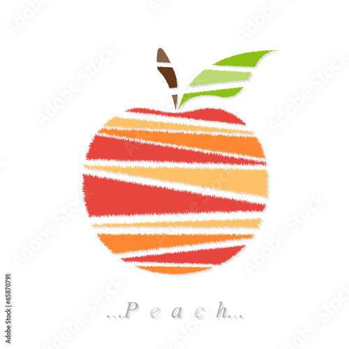 Vector of fruit, peach icon on isolated white background