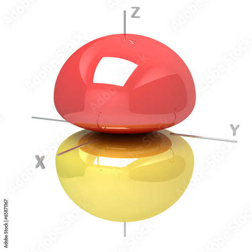 Shape of the 2Pz atomic orbital on white background. Available o