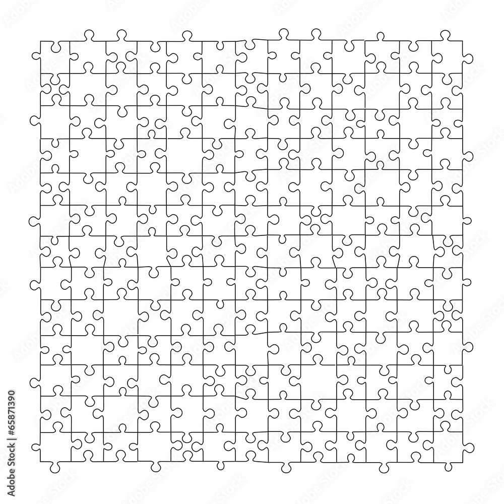 Puzzle template 169 pieces vector, 13x13 Puzzle template 169 pieces vector, 13x13