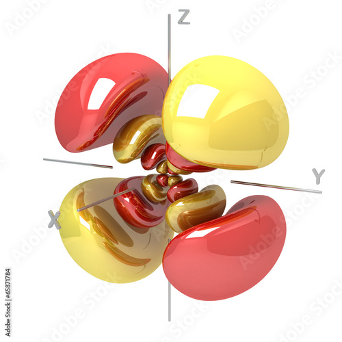 Shape of the 6Dyz M-1 atomic orbital on white background. Availa photo