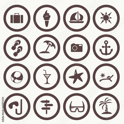 Tourism and summer set icons