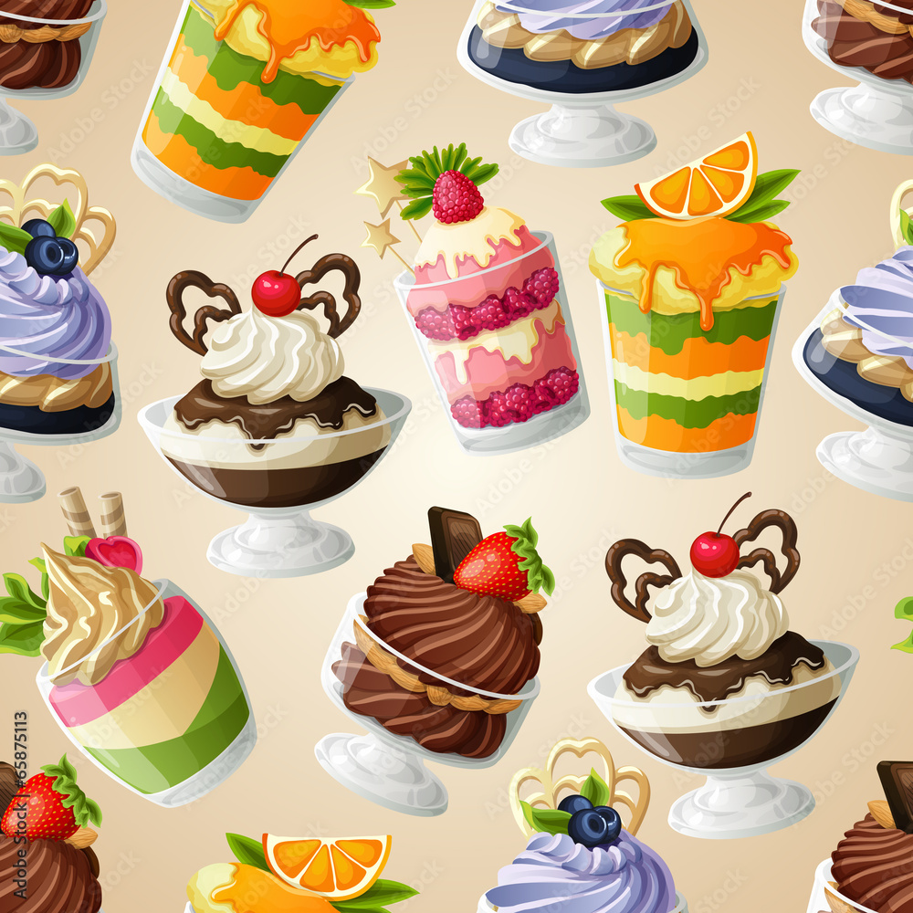Sweets dessert seamless pattern Sweets dessert seamless pattern