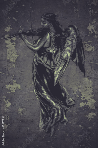 Tattoo art illustration, angel with violin