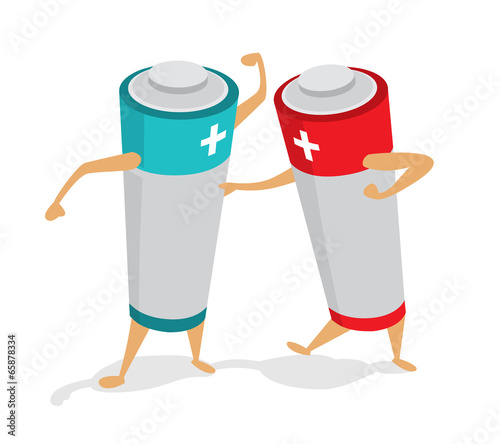 Batteries in a power fight or struggle