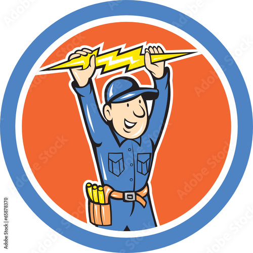 Thunderbolt Toolman Electrician Lightning Bolt Cartoon