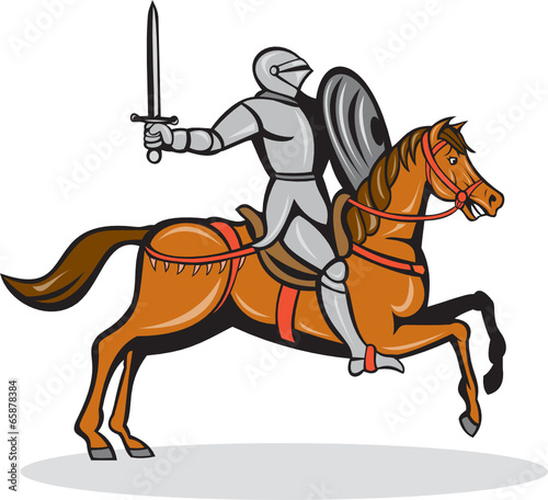 Knight Riding Horse Cartoon © patrimonio designs