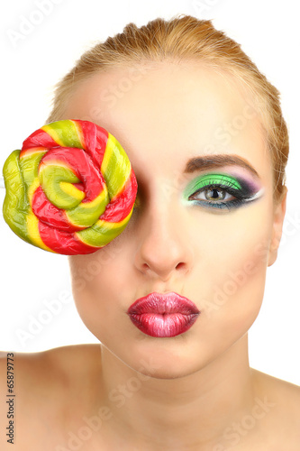 Beautiful woman with colorf...