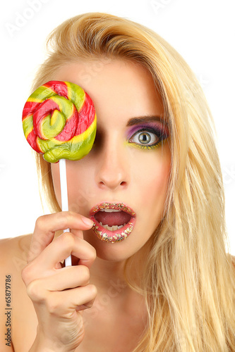 Beautiful woman with colorf...