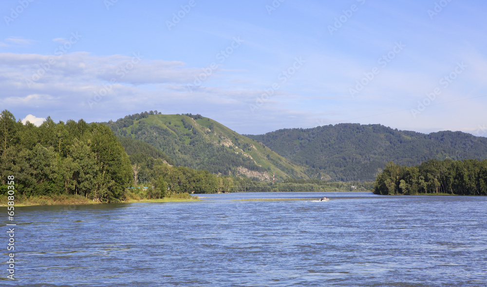 Beautiful summer landscape of Altai Mountains and the Katun Rive Beautiful summer landscape of Altai Mountains and the Katun Rive