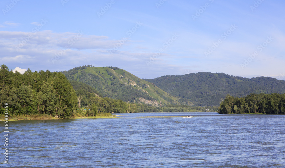 Beautiful summer landscape of Altai Mountains and the Katun Rive