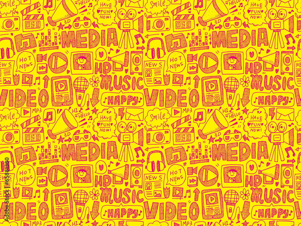 seamless doodle media pattern