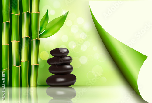 Spa background with bamboo and stones. Vector illustration.