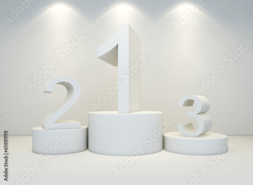 3d illustration of victory podium with first, second and third p