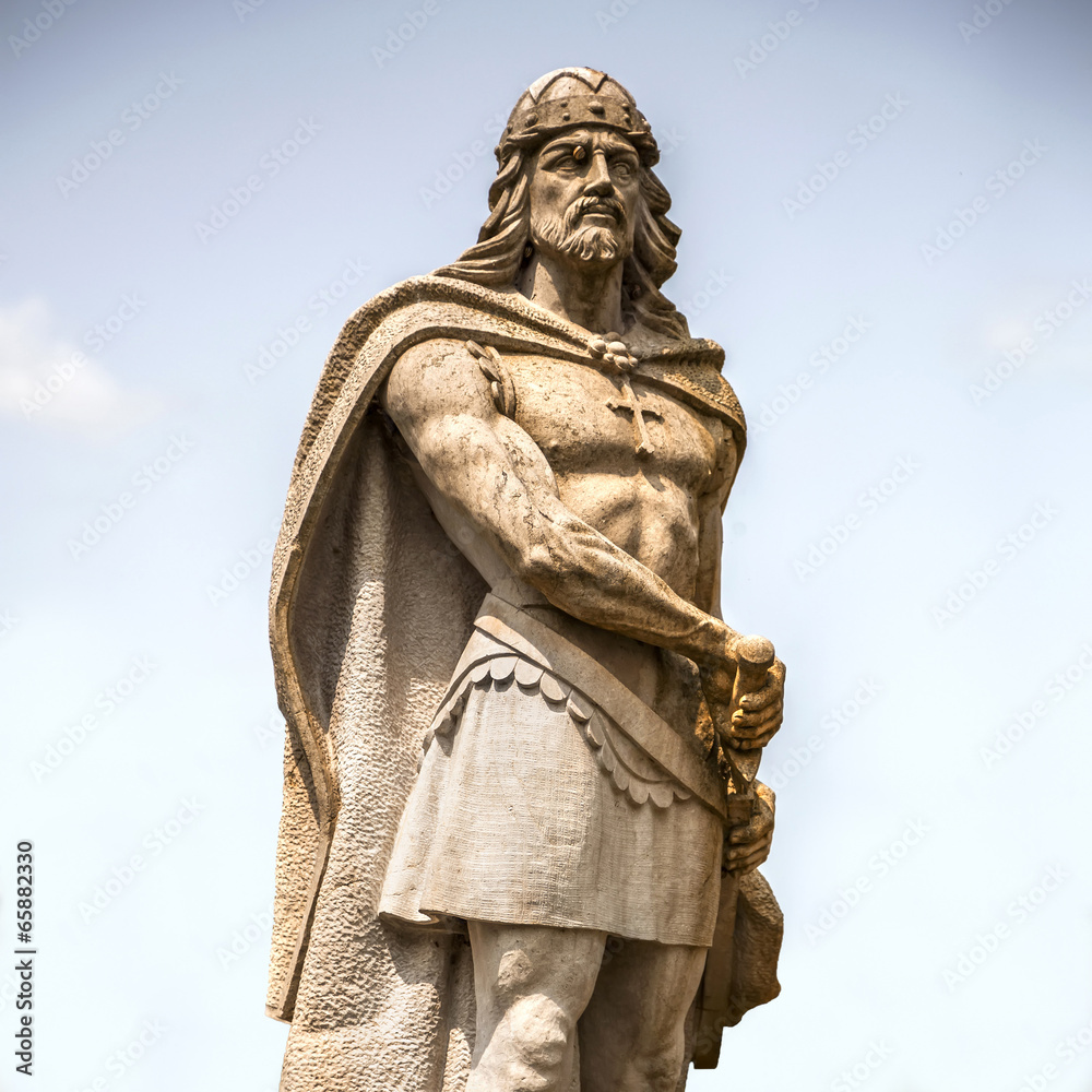 Fototapeta premium Monument to king Don Pelayo, first king of Spain. Cangas de Onis