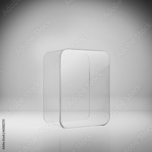 Empty glass box for exhibit
