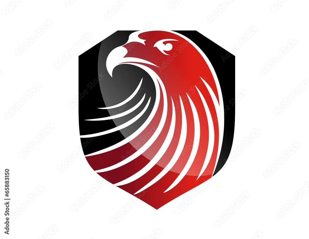 hawk logo eagle symbol red head icon black emblem Stock Vector Adobe