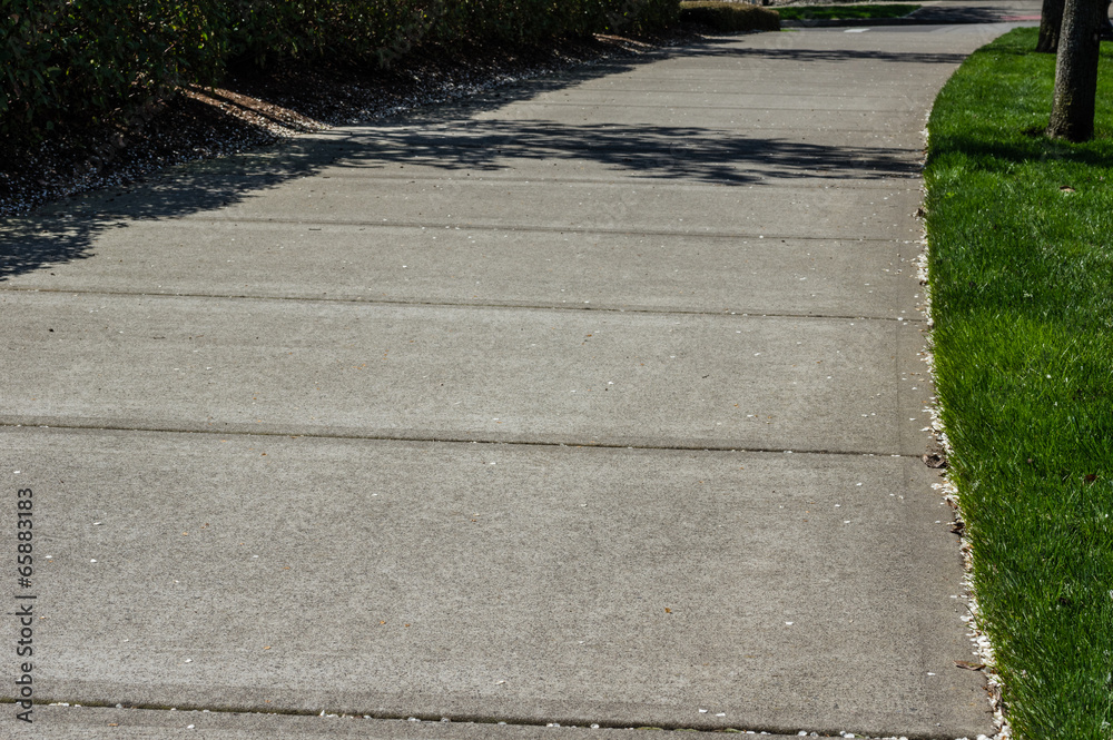 Obraz premium Concrete sidewalk in a grassed park