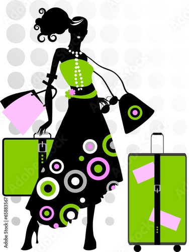 woman and suitcase