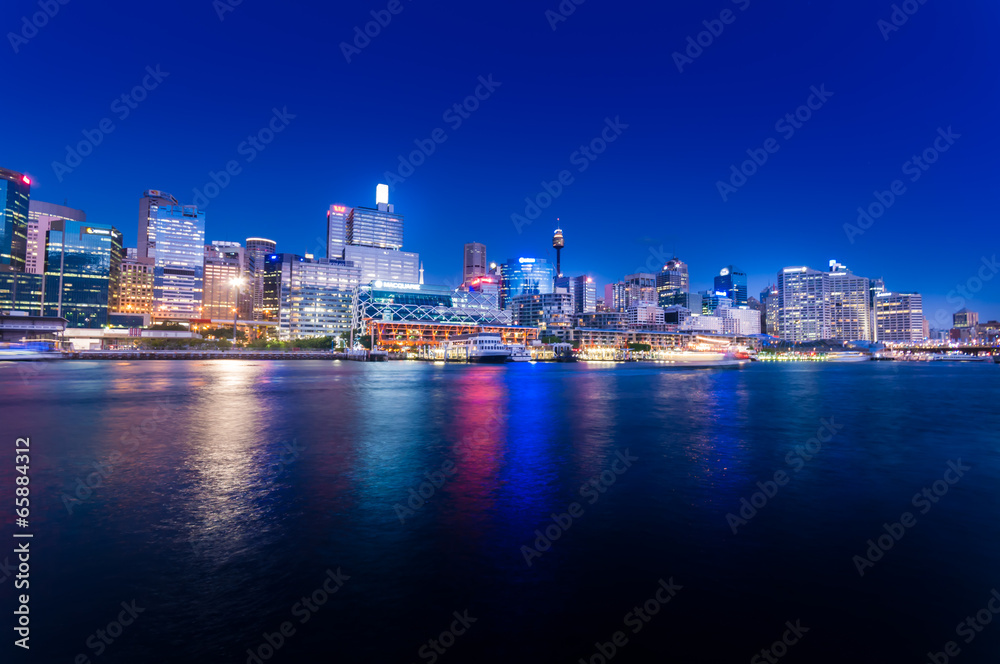 Sydney cbd darling harbour -Fab 04,2010 night scape with nice ev