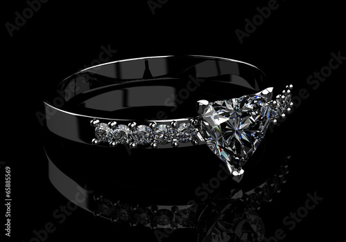 diamond ring on  black  background with high quality photo