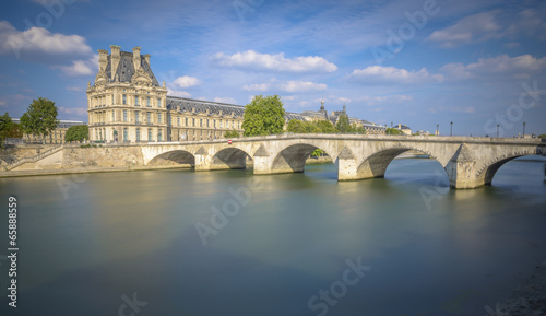Long exposure view of Pont Royal and Louvre museum